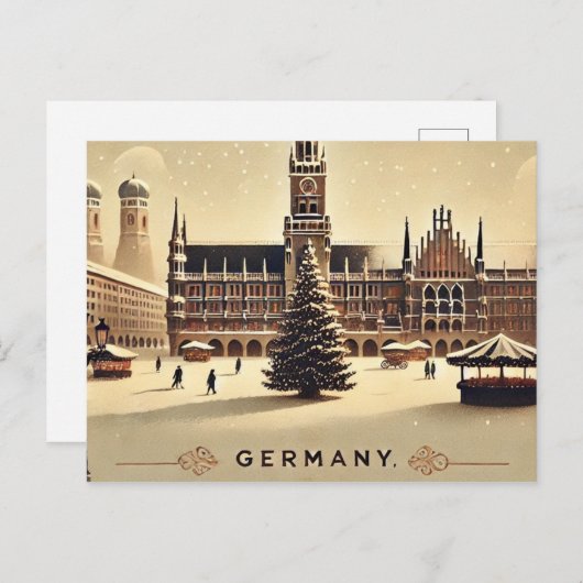 Betoverend Duits kerstontwerp – nostalgisch Feestdagenkaart (Voorkant / Achterkant)