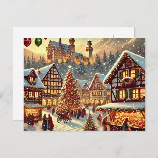 Betoverend Duits kerstontwerp – nostalgisch Feestdagenkaart (Voorkant / Achterkant)