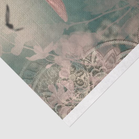 Betoverend, Elegant Vrouw, Flamingo & Bloemen Tissuepapier (Detail)