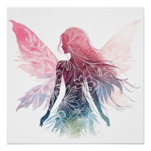 Betoverend Fairy Silhouet Perfect Poster