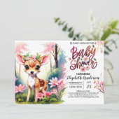 Betoverend Fawn Meisje Baby shower Kaart (Staand voorkant)