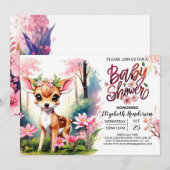 Betoverend Fawn Meisje Baby shower Kaart (Voorkant / Achterkant)