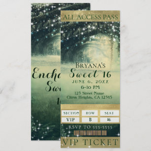 Betoverend Groen Blauw Licht Zoete 16 Ticket Kaart