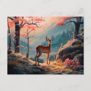 Betoverend herfst herten bos scene ontwerp briefkaart