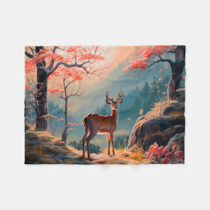 Betoverend herfst herten bos scene ontwerp fleece deken