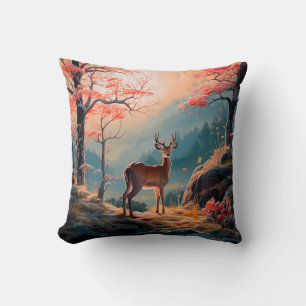 Betoverend herfst herten bos scene ontwerp kussen