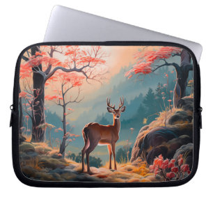 Betoverend herfst herten bos scene ontwerp laptop sleeve