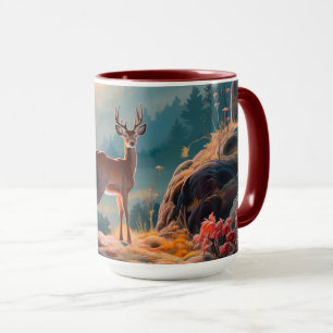 Betoverend Herfst Herten Bos Scene Ontwerp Mok
