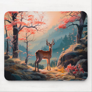 Betoverend herfst herten bos scene ontwerp muismat