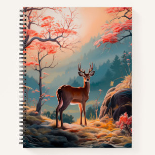 Betoverend herfst herten bos scene ontwerp notitieboek
