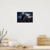 Betoverend Kasteel Op De Bergtop Poster (Keuken)