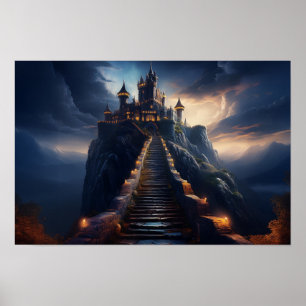 Betoverend Kasteel Op De Bergtop Poster