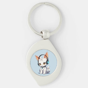Betoverend Kawaii Kat ontwerp Sleutelhanger