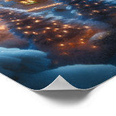 Betoverend Kerstmisdorp 's Nachts Poster (Hoek)