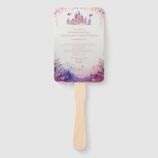 Betoverend Lavendel Renaissance Trouwprogramma Handwaaier (Voorkant)