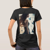 Betoverend meisje met vlinder en bloemen ontwerp T T-shirt (Achterkant)