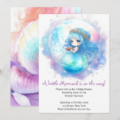 Betoverend Mermaid Theme Baby shower Kaart (Voorkant / Achterkant)