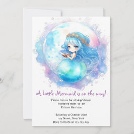 Betoverend Mermaid Theme Baby shower Kaart