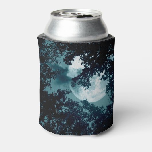 Betoverend nachtbos met volle maan blikjeskoeler (Blikje Achterkant)