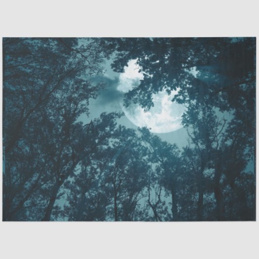 Betoverend nachtbos met volle maan tissuepapier (Voorkant)