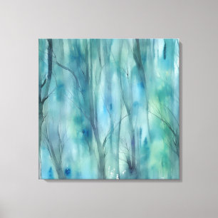 Betoverend nevelig bos Waterverf schilderij Canvas Afdruk