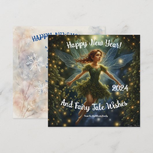Betoverend nieuwjaarssprookje. Grillige wensen Kaart (Voorkant / Achterkant)