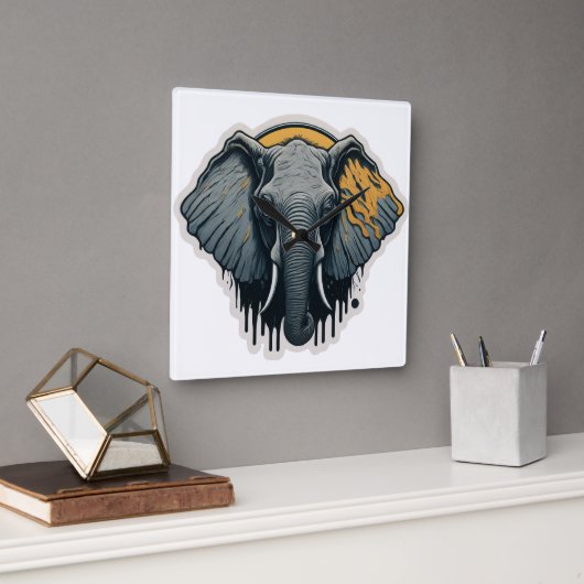 Betoverend olifantengezicht vierkante klok (Kantoor)