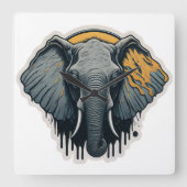 Betoverend olifantengezicht vierkante klok (Voorkant)