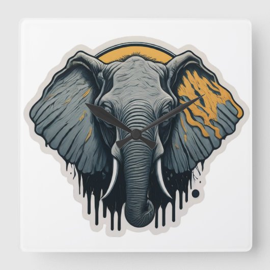 Betoverend olifantengezicht vierkante klok (Voorkant)