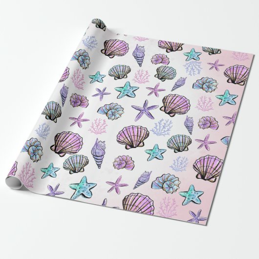 Betoverend Onder het Zee Mermaid Wrapping Paper Cadeaupapier (Uitgerold)