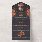 Betoverend Oranje boeket op Cream Skull All In One Uitnodiging (Binnen)