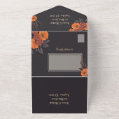 Betoverend Oranje boeket op Cream Skull All In One Uitnodiging (Buitenkant)