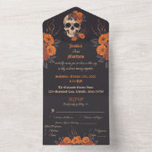 Betoverend Oranje boeket op Cream Skull All In One Uitnodiging (Binnen)