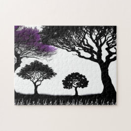 Betoverend Paarse Silhouetbos Legpuzzel