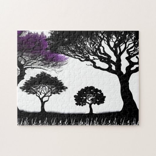 Betoverend Paarse Silhouetbos Legpuzzel (Horizontaal)