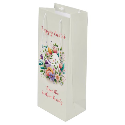 betoverend paasei patroon wijn cadeautas (Voorkant Gekanteld)