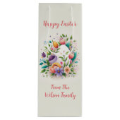 betoverend paasei patroon wijn cadeautas (Voorkant)