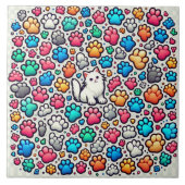 betoverend patroon verschillend gekleurde hondenho tegeltje (Voorkant)