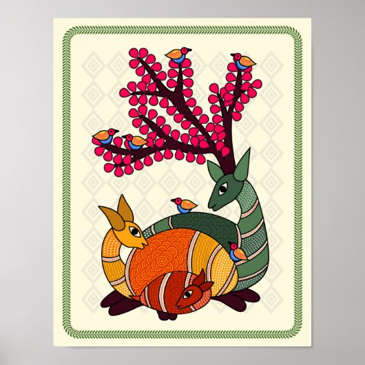 Betoverend podium: Madhubani Art Poster (Voorkant)