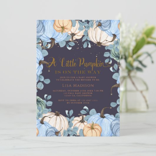 Betoverend pompoen-thema baby shower kaart (Staand voorkant)