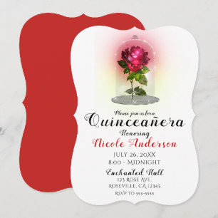 Betoverend rood rozen glinsterend Quinceañera fees Kaart