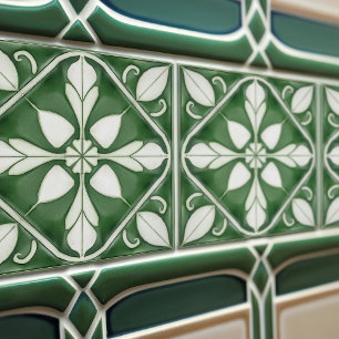 Betoverend Smaragdgroen Symmetrisch Bloemmotief Tegeltje