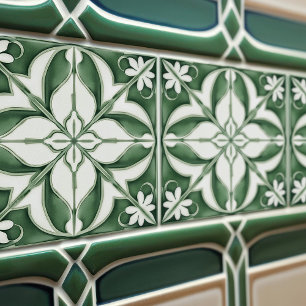 Betoverend Smaragdgroen Symmetrisch Bloemmotief Tegeltje