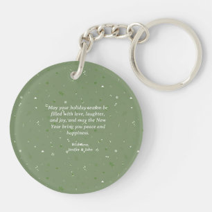 Betoverend Sneeuwdorps Watercolor Kerstmis Sleutelhanger