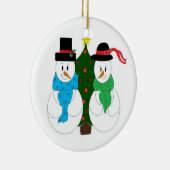 Betoverend Sneeuwkoppel Keramisch Ornament (Rechts)