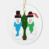 Betoverend Sneeuwkoppel Keramisch Ornament (Links)