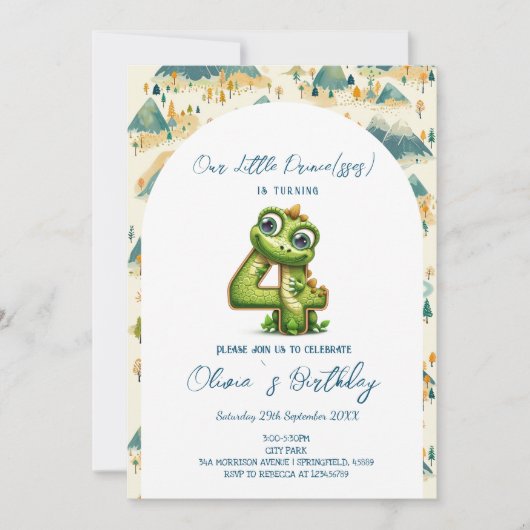 Betoverend sprookje 4e verjaardagsfeestje kaart (Voorkant)