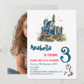 Betoverend sprookje Eenhoorn Kids Verjaardagsfeest Kaart (Voorkant / Achterkant)