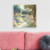 Betoverend Waterverf pad door weelderige Bossen Canvas Afdruk (Insitu (Woonkamer))