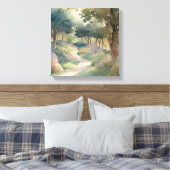 Betoverend Waterverf pad door weelderige Bossen Canvas Afdruk (Insitu (Slaapkamer))